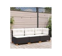 Vidaxl Canapé De Jardin Avec Coussins 3 Places Noir Résine Tressée