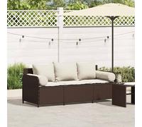 Canapé de jardin avec coussins 3 places noir résine tressée vidaXL
