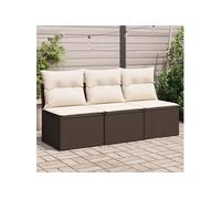 Vidaxl Canapé De Jardin Avec Coussins 3 Places Brun Résine Tressée