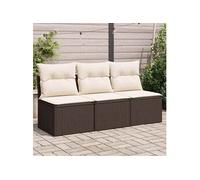 Canapé de Jardin avec Coussins 3 Places, Siège avec Dossier, Meuble de Patio Arrière-cour Terrasse Extérieur, Brun 366219