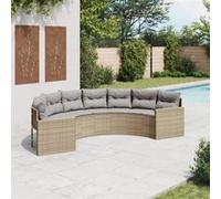 Canapé de jardin avec table coussins rond gris résine tressée vidaXL