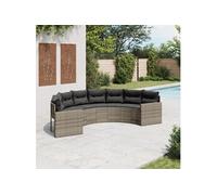 Vidaxl Canapé De Jardin Avec Coussins Demi-Rond Gris Résine Tressée
