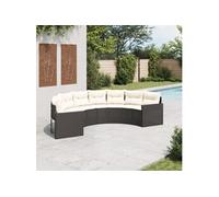Vidaxl Canapé De Jardin Avec Coussins Demi-Rond Noir Résine Tressée