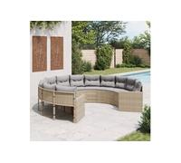 Canapé de jardin avec table coussins rond gris résine tressée vidaXL