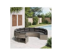 Vidaxl Canapé De Jardin Avec Coussins Rond Gris Résine Tressée