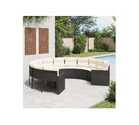 Canapé de jardin avec table coussins rond gris résine tressée vidaXL