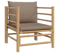 Canapé de jardin avec coussins taupe bambou