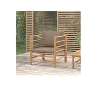 Canapé De Jardin Avec Coussins Taupe Bambou