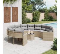 Canapé de jardin avec table coussins rond gris résine tressée vidaXL