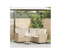 Canapé de jardin avec table et coussins en forme de L beige