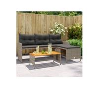 Vidaxl Canapé De Jardin Avec Table Et Coussins En Forme De L Gris