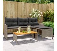 Vidaxl Canapé De Jardin Avec Table Et Coussins En Forme De L Gris