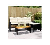 Vidaxl Canapé De Jardin Avec Table Et Coussins En Forme De L Noir