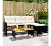 Vidaxl Canapé De Jardin Avec Table Et Coussins En Forme De L Noir