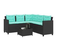 Canapé de jardin avec table et coussins en forme de L noir vidaXL