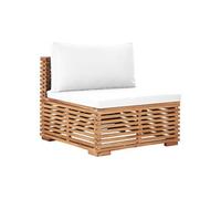 Canapé de jardin central - Bois de teck solide - Avec coussin crème