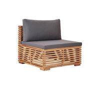 Vidaxl Canapé Central De Jardin Avec Coussin Gris Bois De Teck Solide Gris