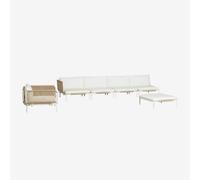 Canapé De Jardin D'angle Modulable 4 Pièces Avec Pouf Et Fauteuil Roubly Beige Amande Beige