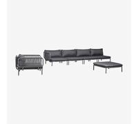 Canapé De Jardin D'angle Modulable 4 Pièces Avec Pouf Et Fauteuil Roubly Gris Graphite Gris