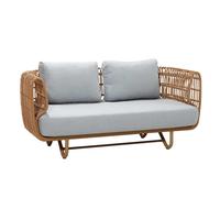 Cane-Line Canapé de jardin de 2 places Nest naturel, clair gris assise et structure fibre de cane-line