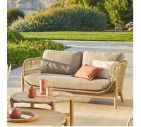 Hespéride - Canapé de Jardin deona Taupe et Acacia - 2 Places - Coussins Déperlants Déhoussables Mobilier d'Aménagement pour Jardin, Terrasse, Balcon