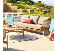 Canapé de jardin DEONA Taupe Acacia 3 places - certifié FSC®, Polyester Hespéride