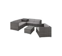 Canapé de jardin - TECTAKE - Salon lounge d'extérieur PISE modulable en rotin avec coffre de rangement - Gris