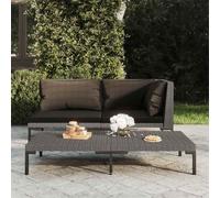 Canapé de Jardin en Résine Tressée Demi-Ronde avec Coussins Amovibles, Salon d'Extérieur Gris Foncé et Noir, Meuble de Jardin Résistant aux Intempéries pour Terrasse et Balcon, 70 x 70 x 61 cm