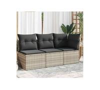 Canapé de Jardin et Coussins 3 Places, Siège avec Housse, Meuble de Terrasse Patio Balcon Extérieur, Gris Clair 366193