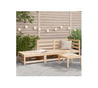 Canapé de jardin et repose pieds 2 places bois de pin massif