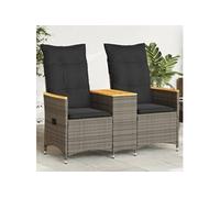 Vidaxl Canapé De Jardin Inclinable 2 Places Avec Table Gris Poly Rotin