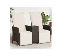 Vidaxl Canapé De Jardin Inclinable 2 Places Avec Table Marron Rotin