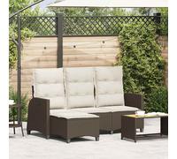 Vidaxl Canapé De Jardin Inclinable Coussins Forme L Marron Polyrotin