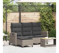 Canapé de jardin inclinable coussins forme de L noir polyrotin vidaXL