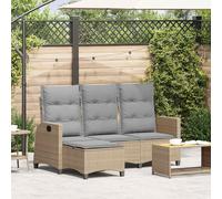 vidaXL Canapé de jardin inclinable Coussins forme de L Beige Polyrotin