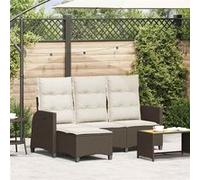vidaXL Canapé de Jardin inclinable Coussins Forme L Marron polyrotin, canapé d'extérieur, canapé de Jardin inclinable, canapé d'extérieur en L