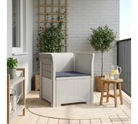 vidaXL Fauteuil 1 Place avec Coussin Look rotin PP Blanc, Canapé résistant aux intempéries pour Jardin, Balcon, véranda, Salon, idéal pour s'asseoir Dehors