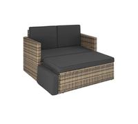 Canapé de jardin - TECTAKE - Fauteuil d'extérieur modulable CORFOU 2 places en résine tressée avec large tabouret - Marron Naturel
