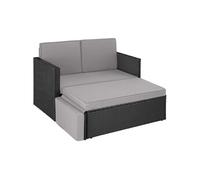 Canapé de jardin Lounge en rotin 2 places noir/gris