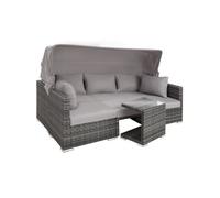 Canapé de jardin lounge en rotin avec cadre en aluminium gris