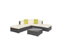 Canapé de jardin lounge en rotin avec cadre en aluminium gris