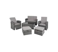 Salon de jardin - TECTAKE - Canapé de jardin BARI au style lounge en rotin avec cadre en aluminium et résistant aux UV - Gris
