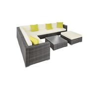 Canapé de jardin lounge en rotin avec cadre en aluminium gris