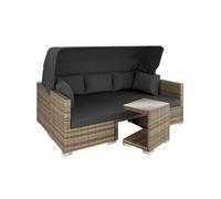 Canapé de jardin lounge en rotin avec cadre en aluminium marron naturel