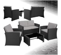 Tectake Salon bas de jardin LUCQUES 4 places - noir/gris
