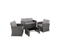 Canapé de jardin Lounge en rotin Pour 4 personnes Design courbé gris/gris clair