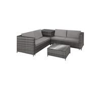 Canapé de jardin Lounge en rotin Pour 4 personnes Grand coffre de rangement gris/gris clair
