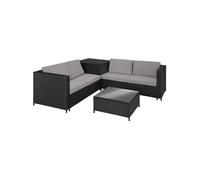 Canapé de jardin Lounge en rotin Pour 4 personnes Grand coffre de rangement noir/gris