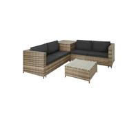 Canapé de jardin SIENNE 4 places avec coffre de rangement - table de jardin, mobilier de jardin, fauteuil de jardin - marron naturel/gris foncé - marron naturel/gris foncé