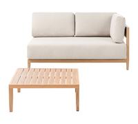 Canapé de Jardin Moderne 2 Places en Aluminium avec Table Basse et Coussins Beig